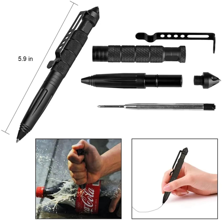 BOOIU Taktischer Multifunktionsstift aus Aluminiumlegierung in Gold mit Glasbrecher zur Selbstverteidigung und für Outdoor-Einsätze - Bild 2