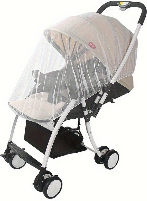 Moskitonetz Schutz Abdeckung für Baby und Kinderwagen in Weiß - Bild 1