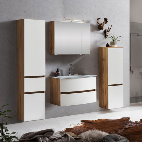 HELD MÖBEL Waschtisch-Set KOPENHAGEN in Weiss, 7-teilig, modern mit LED-Beleuchtung und Soft-Close-Türen, B/H/T: 180 x 40 x 35 cm - Bild 2