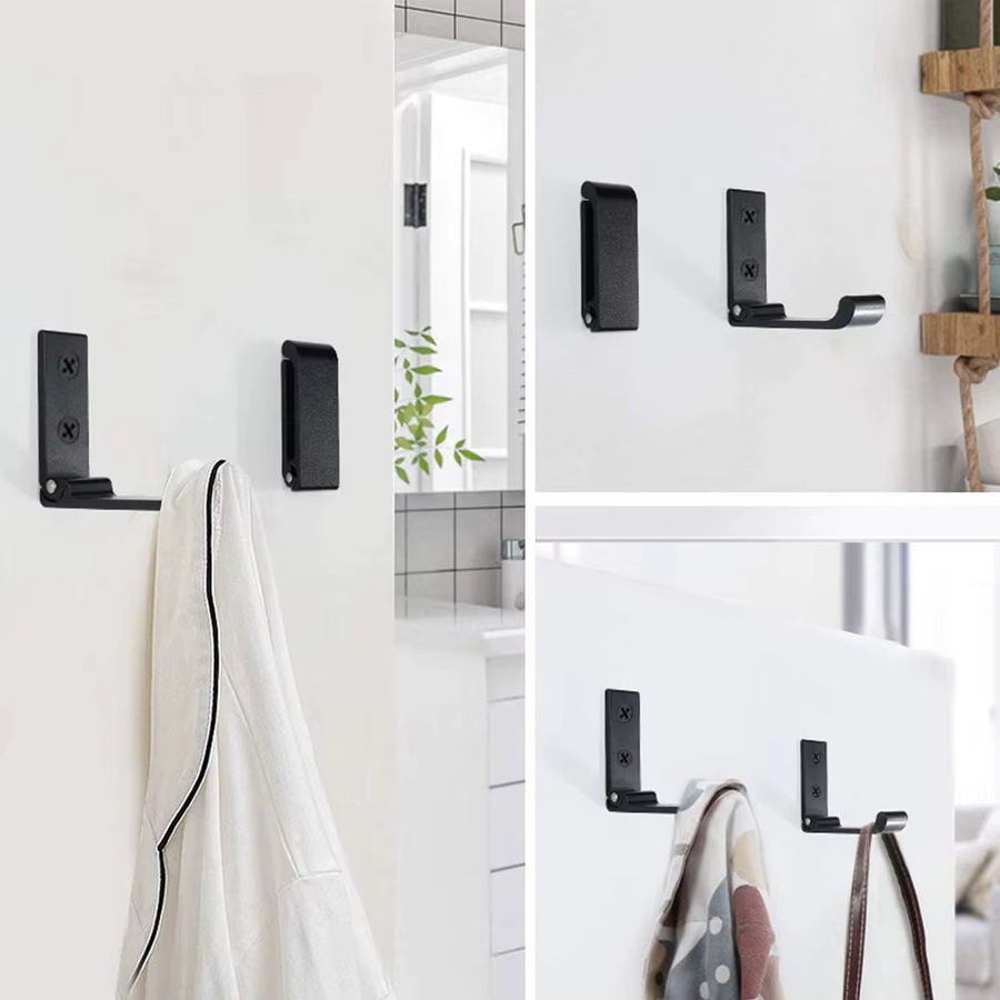 VILOYI 4er Set faltbare Kleiderhaken aus Aluminium in Silber, robuste Wandhalterung für Kleiderschrank und Handtuchhalter - Bild 2