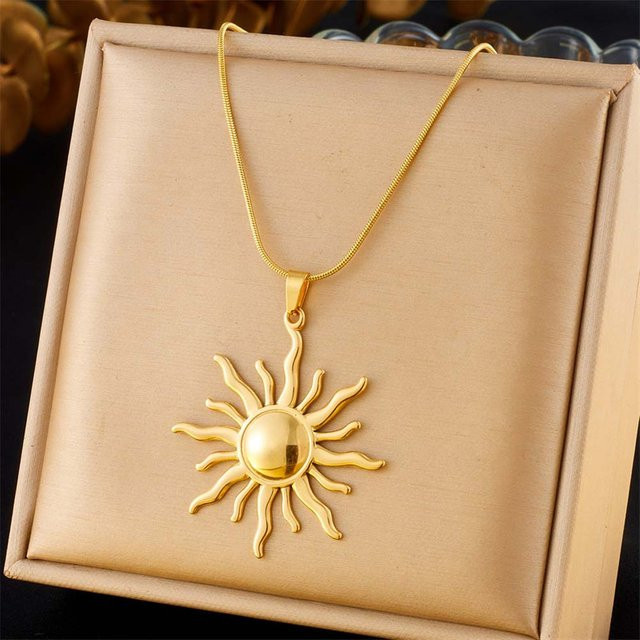 Yiran bag Halskette, Edelstahl, Gold, Sonne Anhänger, Damen - Bild 1