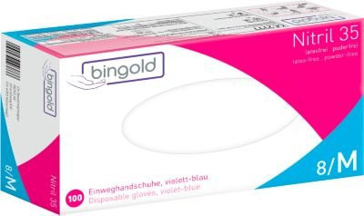 BINGOLD Einweghandschuhe Nitril 35 in Violettblau, puderfrei, 100 Stück - Bild 1