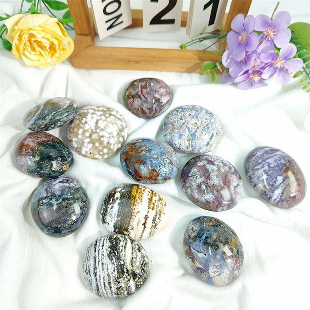 KindFull Ocean Jasper Palm Stone zur Meditation und Dekoration, Mehrfarbig - Bild 1