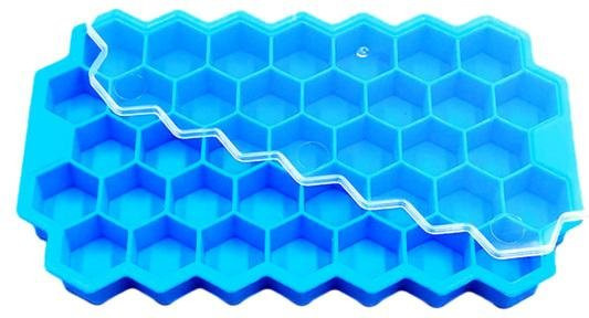 Silikon-Eiswürfelform von huaqianguhh mit 37 Waben-Fächern und Deckel, blau, lebensmittelecht und auslaufsicher - Bild 1