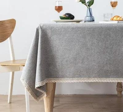 Runde Tischdecke aus Baumwollleinen von JMG Household Supplies in Grau, Durchmesser: 90 cm - Bild 1