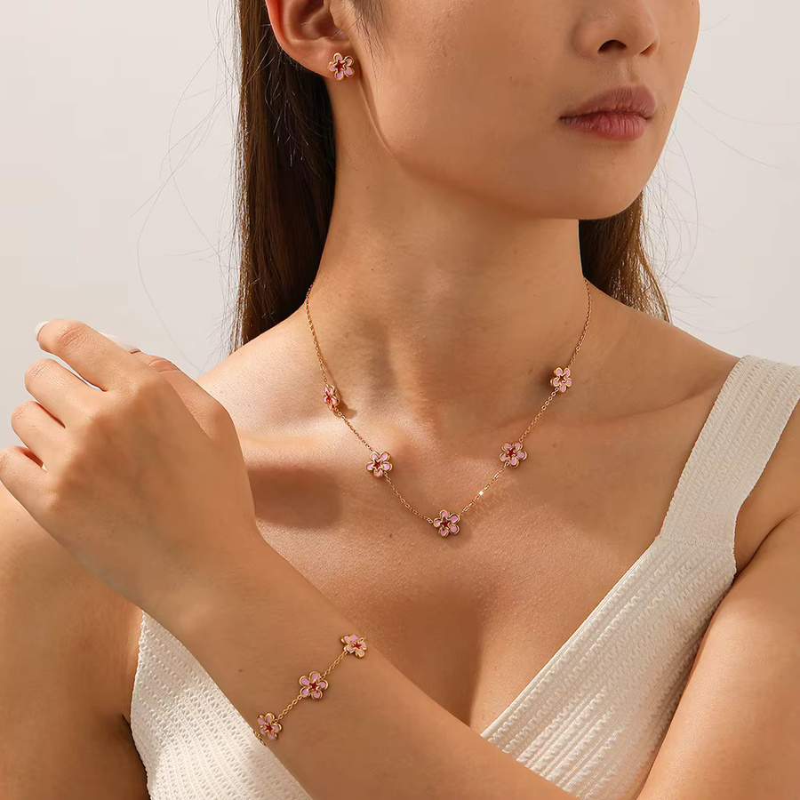 xiyanike Schmuck-Set Halskette und Ohrringe, Edelstahl, Damen - Bild 3