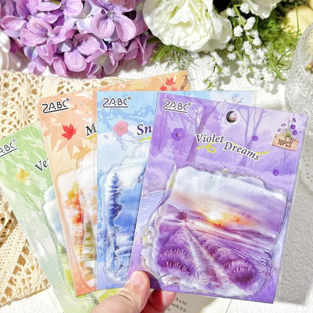 JIANQI 10-teiliges Vintage-Landschaftsaufkleber-Set mit vier Jahreszeiten in Multicolour für Scrapbooking und Junk-Tagebuch-Zubehör - Bild 1