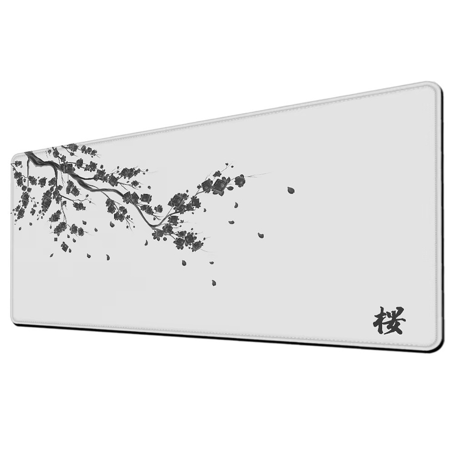 HYBXAXC Gaming Mauspad Sakura Kirschblüte XXL Deskmat für Laptop und Tastatur, Farbe: Weiß, B/T: 100 x 50 cm - Bild 4
