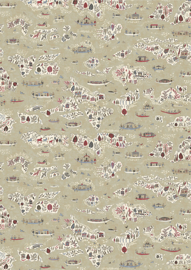 Lewis & Wood Tapete Regatta Twilight in Beige mit Landschafts- und Tiermotiven - Bild 1