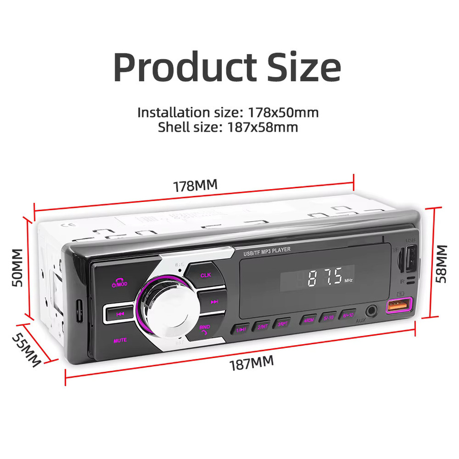 ESSGOO Single 1DIN Universal-Autoradio mit DAB+, Bluetooth, Freisprechfunktion, MP3-Player, USB, FM, Aux-In und 7 Farben Beleuchtung in Schwarz - Bild 3