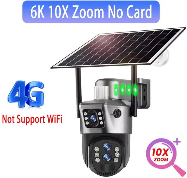 LS VISION 6K 12MP Solar Kamera mit 4G und WLAN, Outdoor Sicherheitskamera mit drei Objektiven, 10x Zoom, AI Tracking und 360 Grad Sicht, Weiß - Bild 1