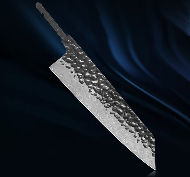 DASHWAY DIY Bunka Kochmesser aus Damaststahl im japanischen Stil, leere Klinge mit Full Tang, Silber, 15,24 cm - Bild 1