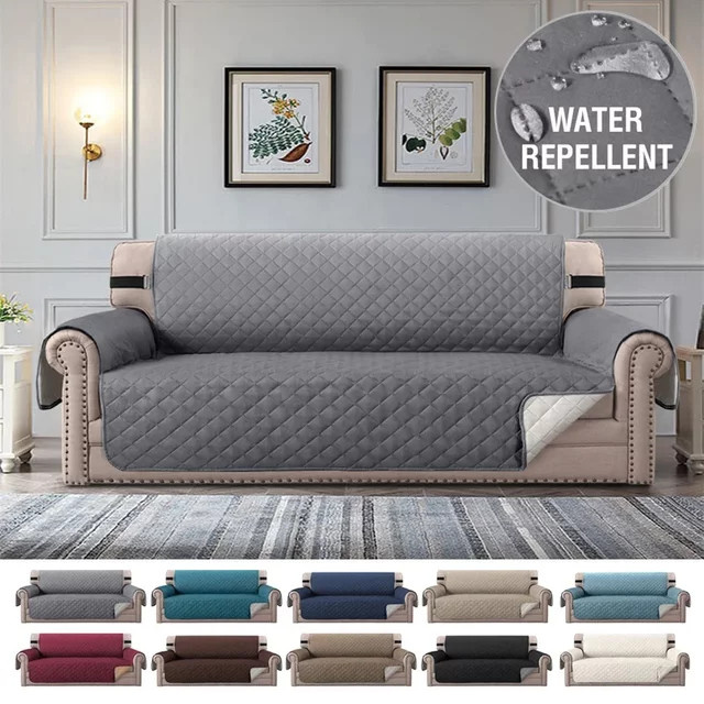 Wasserabweisender Sofabezug von WANERQU für 1- bis 4-Sitzer Sofas mit Gummiband, Polyester, Blau oder Grau - Bild 1