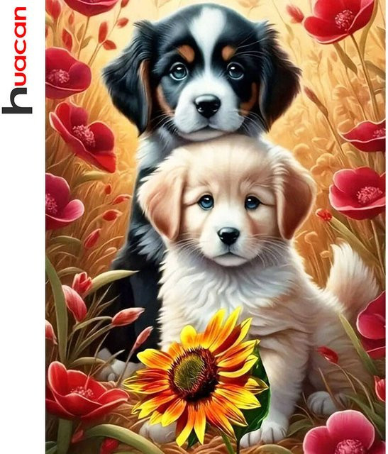 Huacan 5D-Diamantgemälde Hundetier als Diamant-Stickerei in Multicolour, B/H: 20 x 30 cm - Bild 1