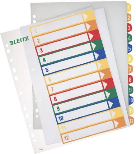 Leitz Register DIN A4 Überbreite aus Polypropylen mit Zahlen 1-12 Mehrfarbig - Bild 1