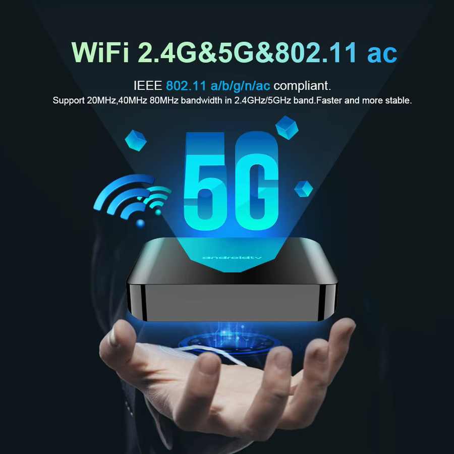 CLIBABIQBOX Android 14 TV-Box mit 8K Auflösung, Allwinner H313 Quad-Core, 5G Dual WLAN und Bluetooth 5.0, Media Streamer in Schwarz - Bild 4