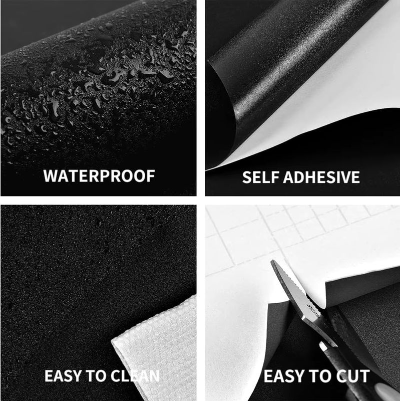 KALYNN Selbstklebende Vinyl Tapete in Schwarz, Wasserdichte matte Wandgestaltung und Kontaktpapier für Wohnzimmer und Möbel - Bild 3