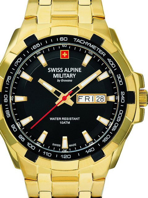 Swiss Alpine Military Herrenuhr, Quarz, Edelstahl, 42 mm, Schwarz, 10 ATM - Bild 1