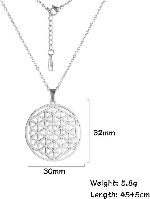 Halskette Chakra Lebensblume, Edelstahl, Damen, 45-50 cm - Bild 1