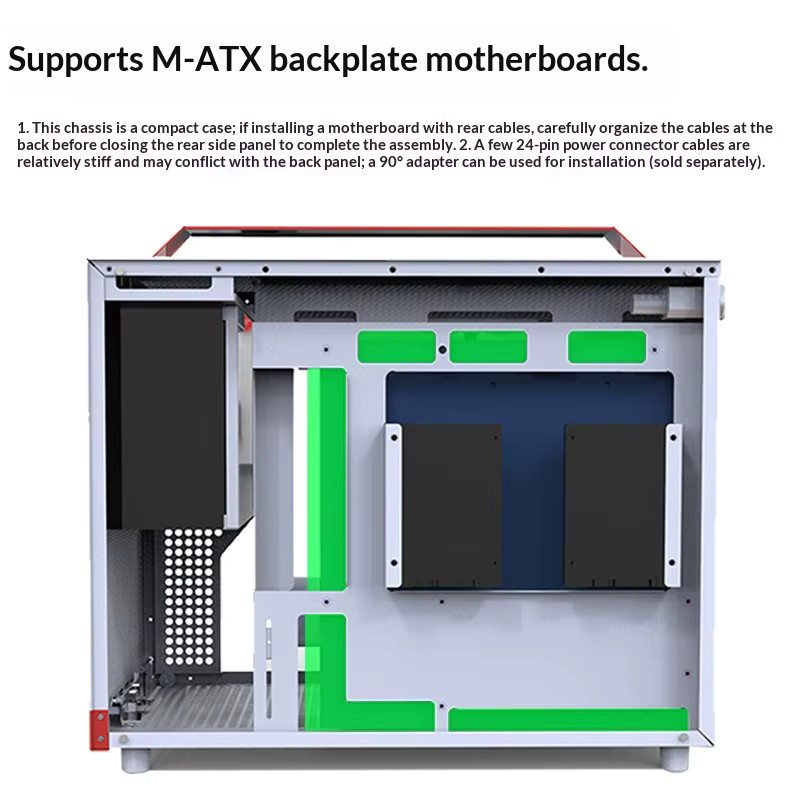 VBNM M-ATX Gaming-Gehäuse in Weiß mit USB-C und Unterstützung für 240mm Wasserkühlung und 368mm GPU - Bild 5