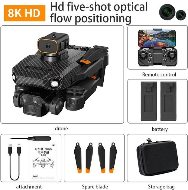 LYZRC P8 Pro 8K Drohne mit professioneller Hindernisvermeidung, 4K Dual HD Kamera, 5G und bürstenlosem Motor, faltbarer Quadcopter in Schwarz - Bild 1