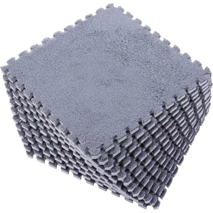 DHDH Plüsch Puzzle Schaum Bodenmatte Set, 10 Stück, Grau, B/T: 30 x 30 cm - Bild 2