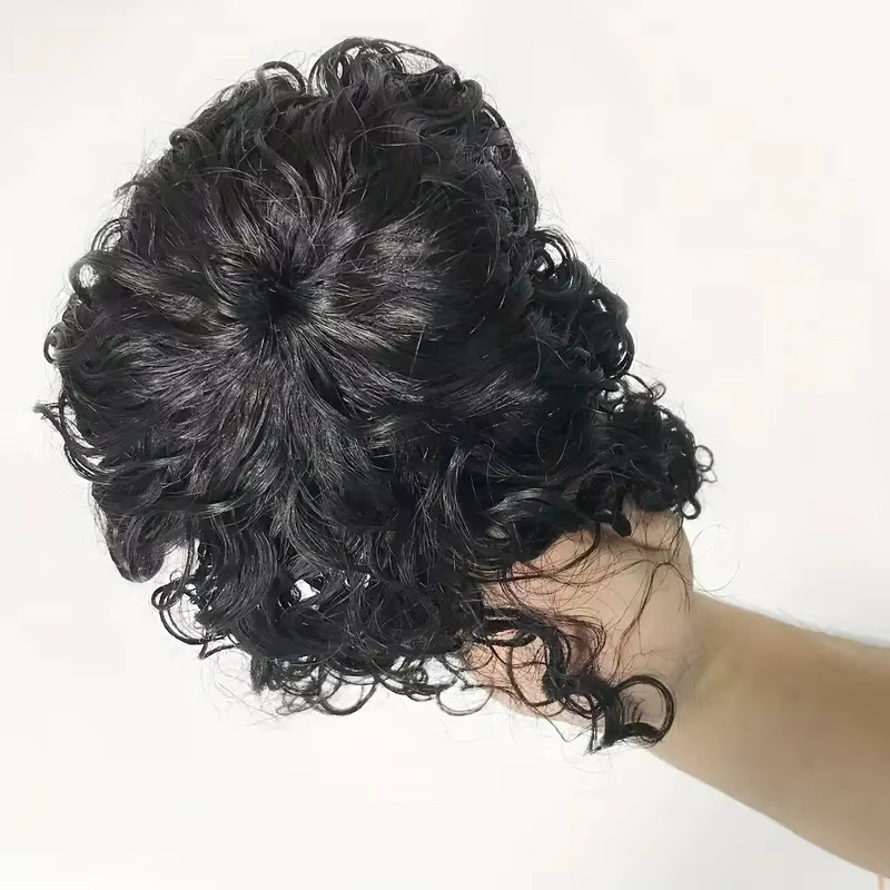 Lockiges Topper-Haar mit Pony, Haarteil mit Clips, menschliches Haar - Bild 2
