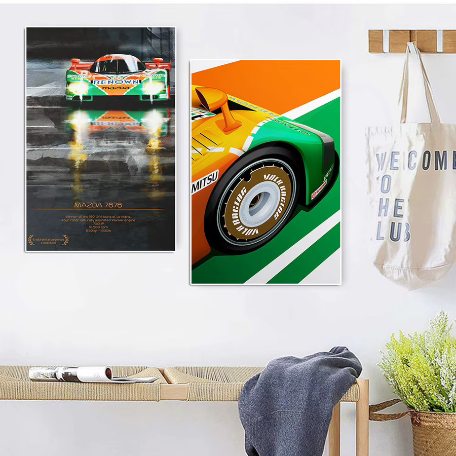 Rastar Comic-Supercar-Graffiti-Leinwandgemälde, Rosa Sportwagen-Poster als moderne Wandkunst für dein Zuhause - Bild 2