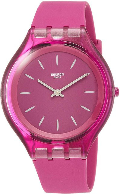 Swatch Armbanduhr, Quarz, Leder, Pink, Damen - Bild 1