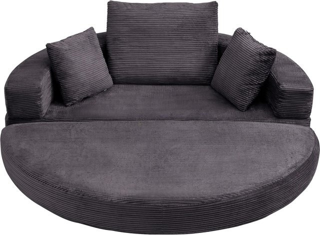 PXloue Modulares Klappsofabett aus Cordstoff in Schwarz mit 3 Kissen und Schlaffunktion - Bild 1