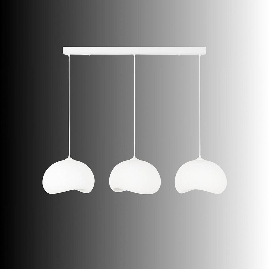 Opviq Pendelleuchte Yontu in Weiß aus Metall und Polyester-Mischgewebe mit 3 E27 Fassungen, B/H/T: 29 x 120 x 34 cm - Bild 4