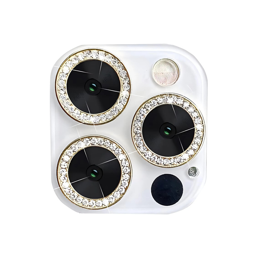 2-3er Set 9D Diamant Objektivschutz aus gehärtetem Glas für iPhone 15 Pro Max, iPhone 15 und iPhone 16 Pro Max in Gold - Bild 4