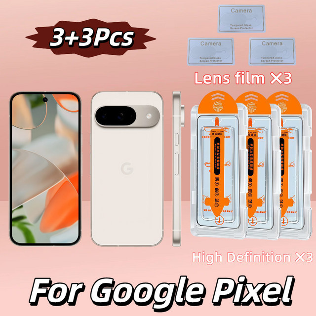 6-teiliges Schutzset für Google Pixel mit Display-Schutz und Kamera-Schutz aus gehärtetem Glas, transparent - Bild 1
