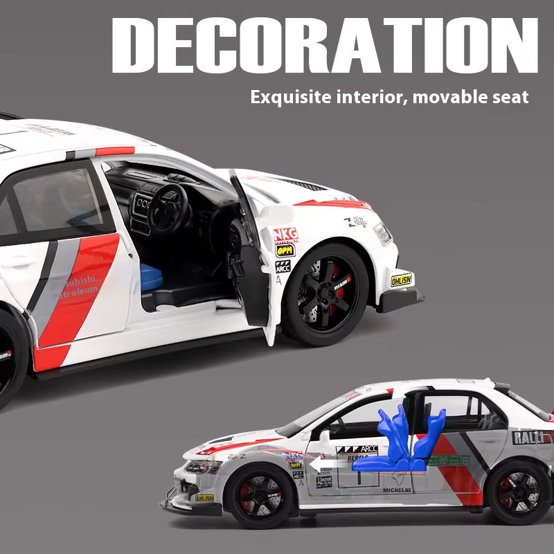 Mitsubishi EVO Automodell, 1:32, Metalldruckguss, mit Sound und Licht - Bild 5