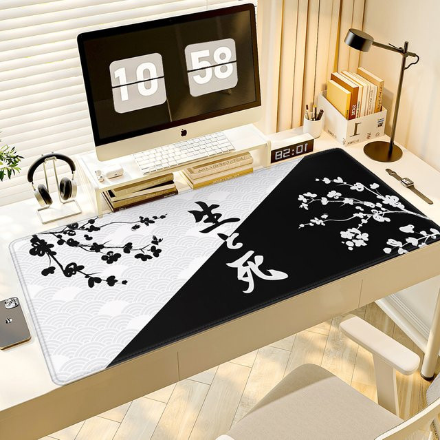 HYBXAXC Mauspad Flower Life Death Art in Multicolour, großes E-Sport-Tischpad aus Naturkautschuk, rutschfestes PC-Tastaturpad für Büro und Schreibtisch - Bild 1