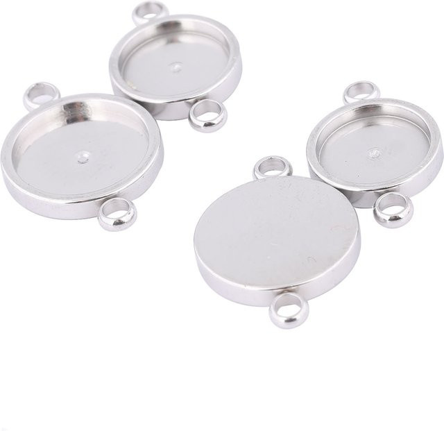 Cabochon Verbinder Edelstahl, rund, 8mm, 10mm, für Ohrringe, Armbänder - Bild 1