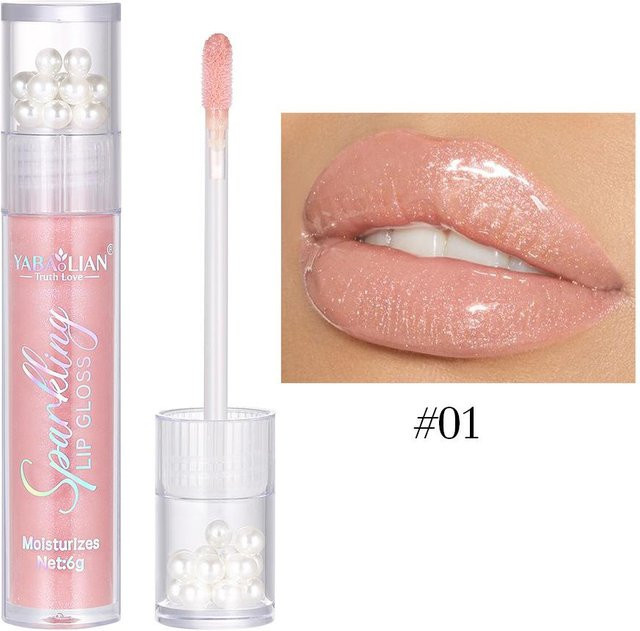 Pearl Glitter Lip Gloss, White, Schimmernd - Bild 1