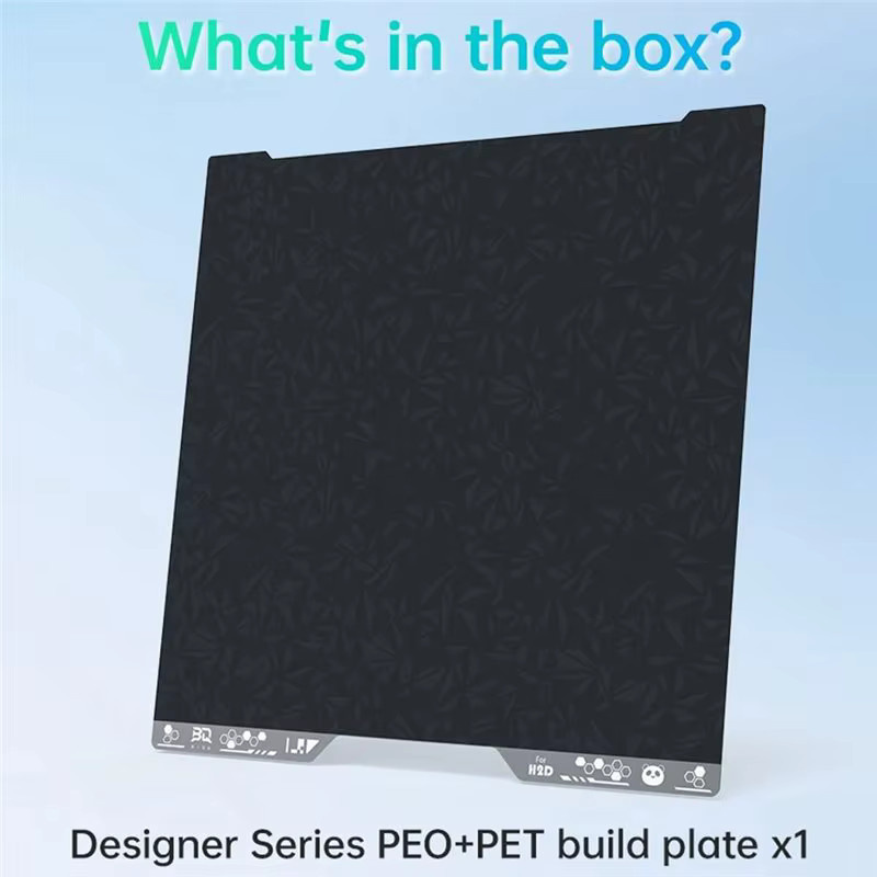 BIQU Panda Buildplate Designer Series Doppelseitige Federstahlplatte PEO+PET für Bambu Lab H2D/H2S 3D-Drucker in Schwarz - Bild 2