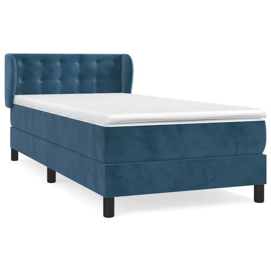 vidaXL Boxspringbett mit Matratze Dunkelblau Samt B/T: 100 x 200 cm - Bild 2
