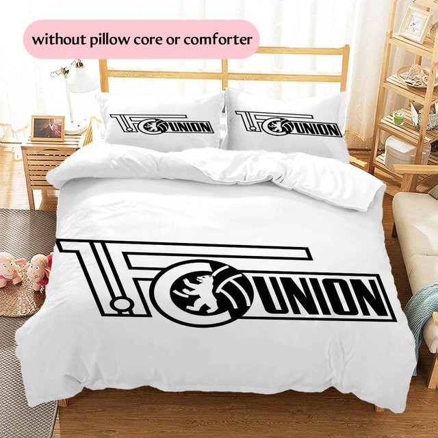 Union Berlin FC Muster Bettwäsche Set aus Polyester, Weiß, B/H: 140 x 200 cm - Bild 1