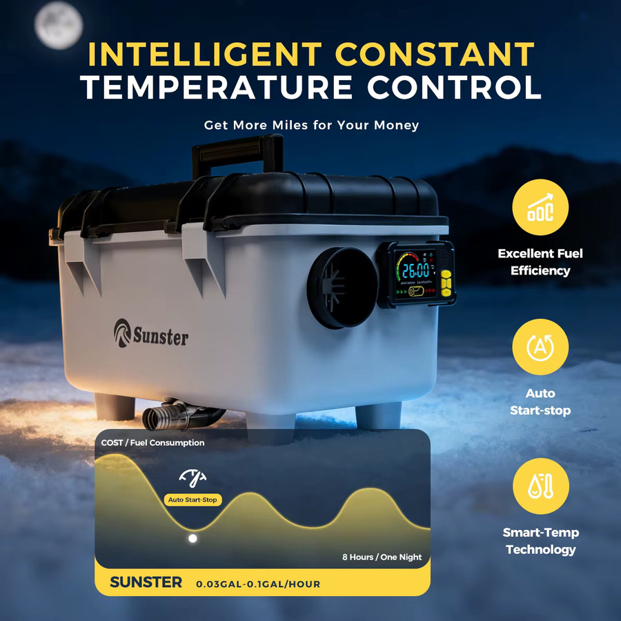 Sunster Diesel-Luftheizung TB30 8KW mit Bluetooth-App-Steuerung und LCD für LKW, Zelt und Camping - Bild 6