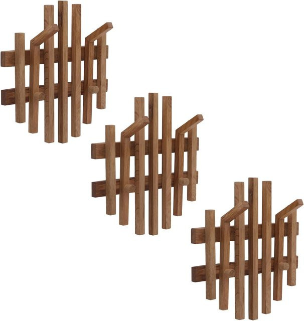 MCA 3er-Set Garderobenpaneel MCW-P57 aus Massiv-Holz Eiche, Farbe Braun, B/T/H: 120 x 38 x 12 cm - Bild 2