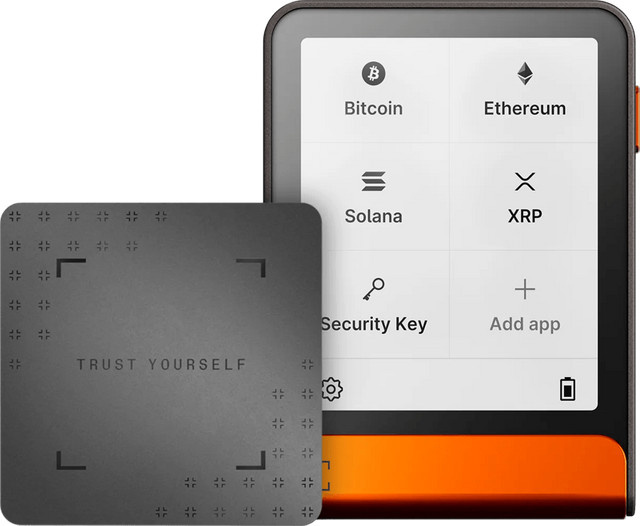 Ledger Flex Krypto-Hardware-Wallet in Orange mit USB-C Anschluss und Recovery Key - Bild 1