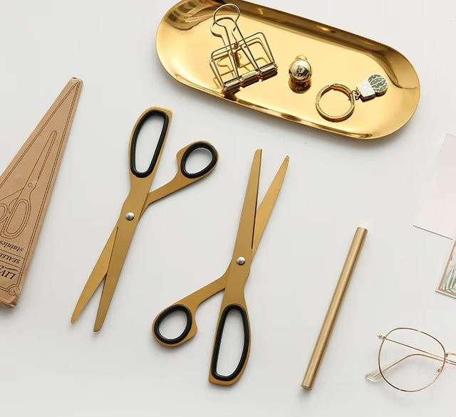 Edelstahl Schere in Gold im nordischen Asymmetrie-Stil für Büro und DIY-Projekte - Bild 1