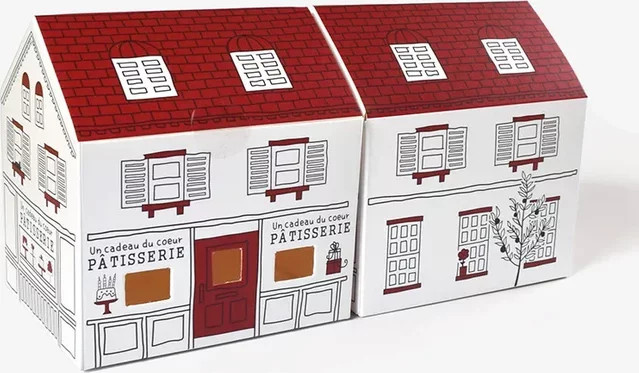 10 Stück handbemalte kleine Haus Candy Box aus Papier in Weiß als Geschenkverpackung für Kekse und Nougat - Bild 1