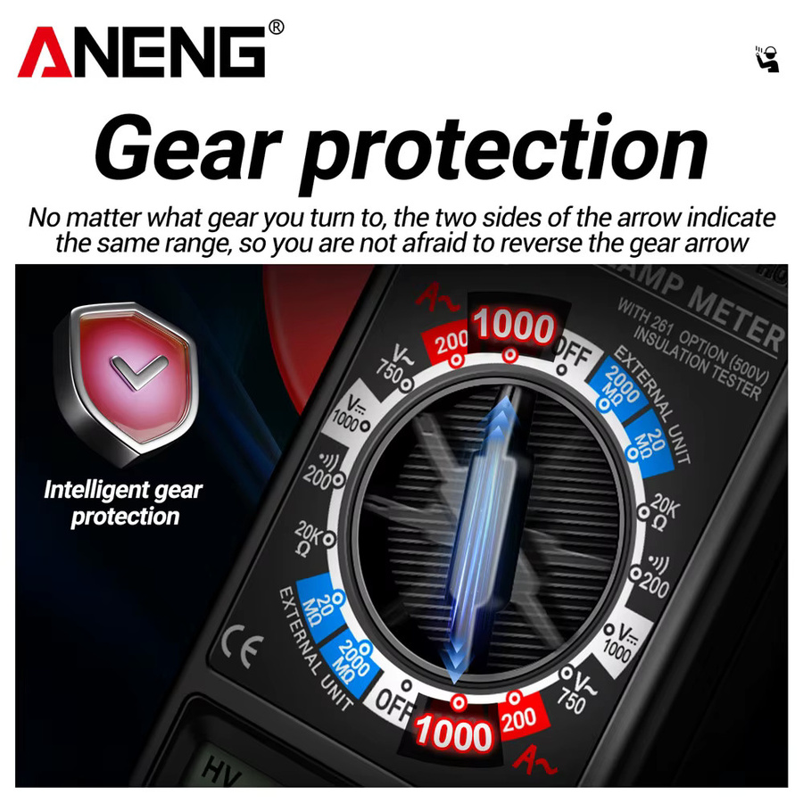 ANENG Zangenmessgerät und Batteriespannungsprüfer passend für DT266 Multimeter mit 1000 A AC-Stromtester und BT138 Universal-Kapazitätstestwerkzeugen - Bild 3