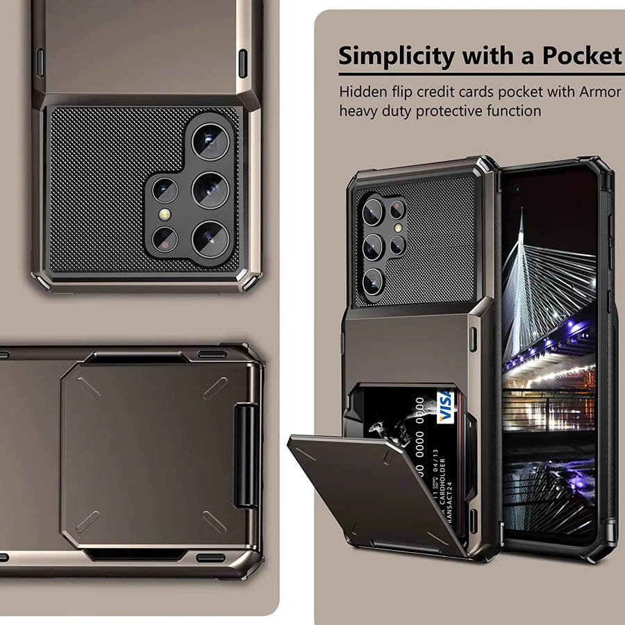 Samsung Brieftasche Flip-Cover Schutzhülle mit Kartenhalter für S25 Edge S24 S23 S22 Ultra S21 in Schwarz oder Weiß - Bild 6
