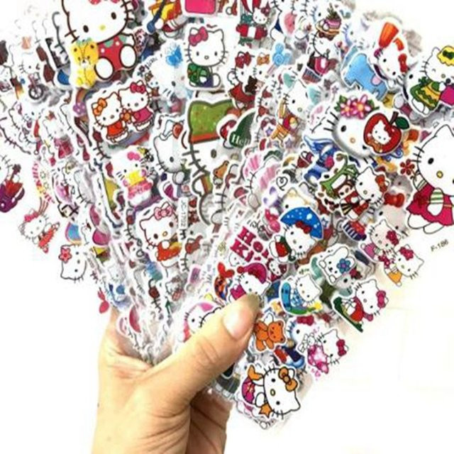 Potdemiel Hello Kitty Aufkleber Katze Erdbeere Bunt - Bild 1