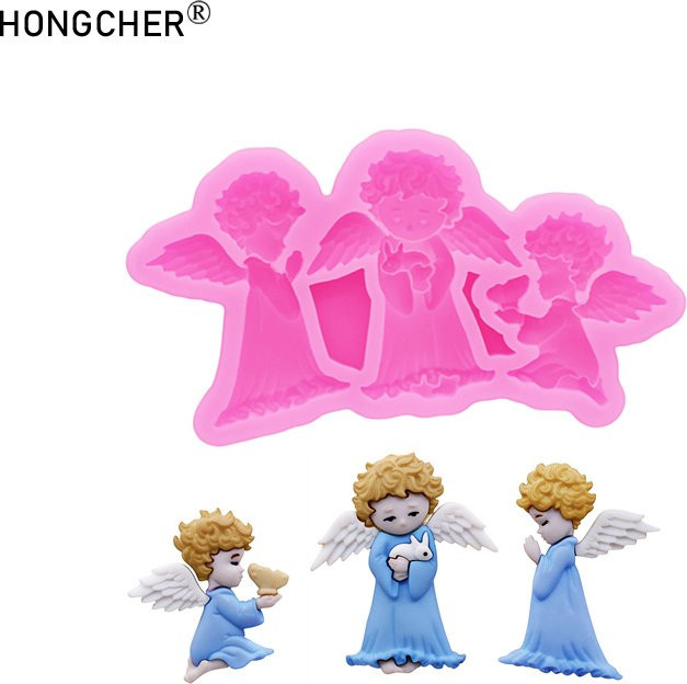 HONGCHER Silikonformen in Pink für Engel- und Feen-Dekorationen aus Schokolade, Dessert, Fondant oder Harz - Bild 1