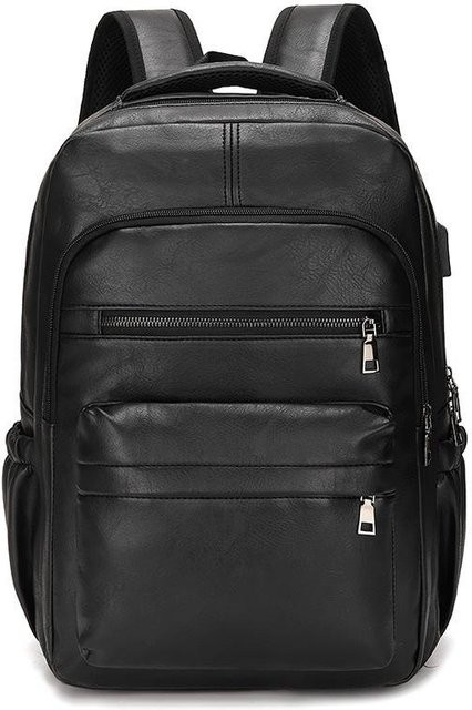 DIDA BÄR USB-Laderucksack für Herren aus PU-Leder in Schwarz mit USB-C Anschluss - Bild 1